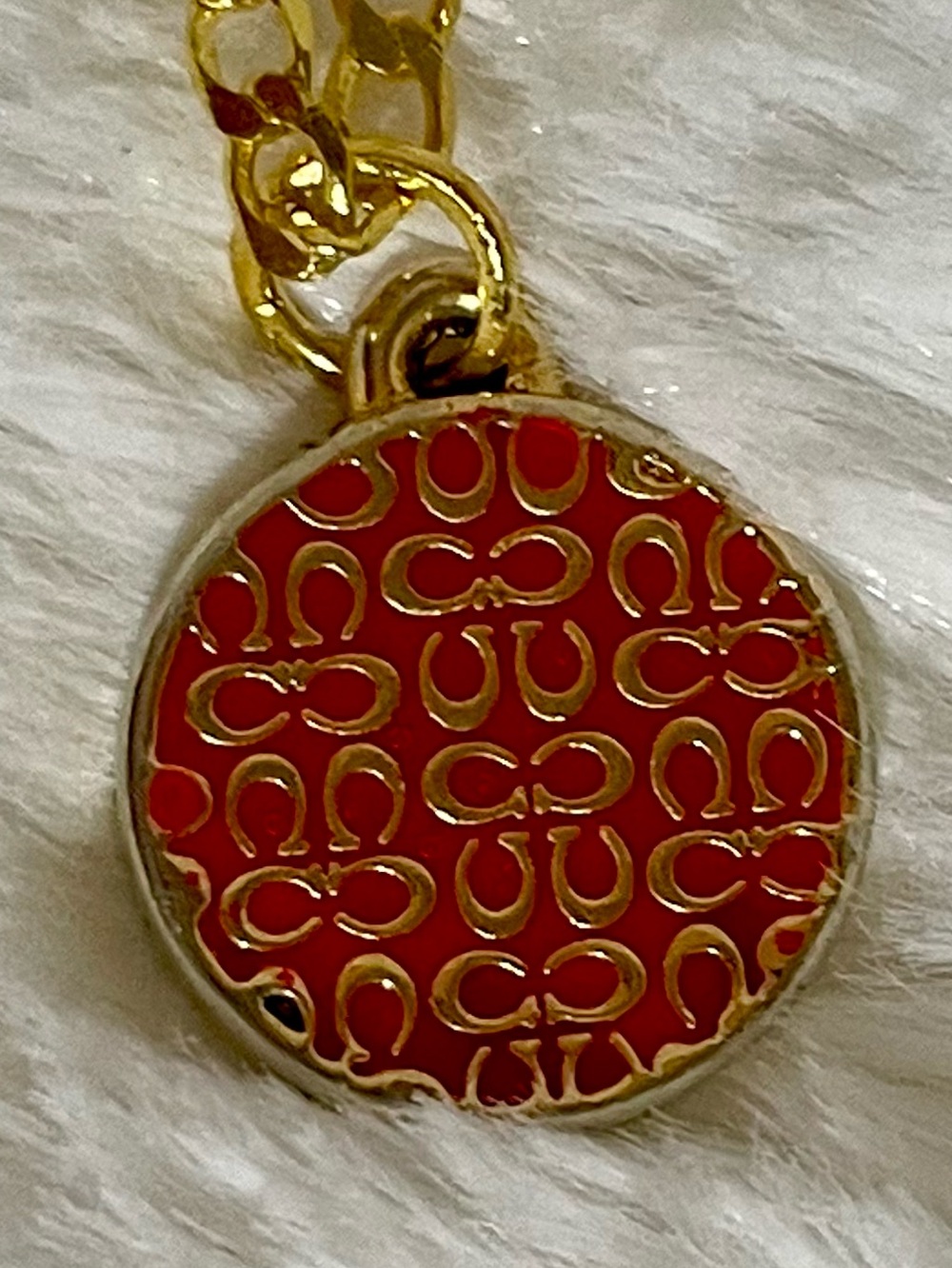 Coach Gold Chain Necklace with Red Pendant